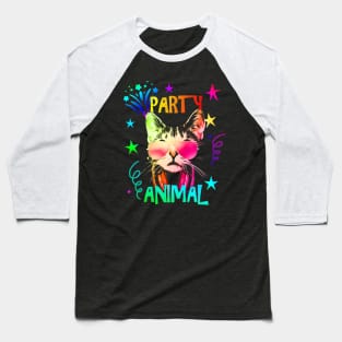 Cat Party Animal Baseball T-Shirt